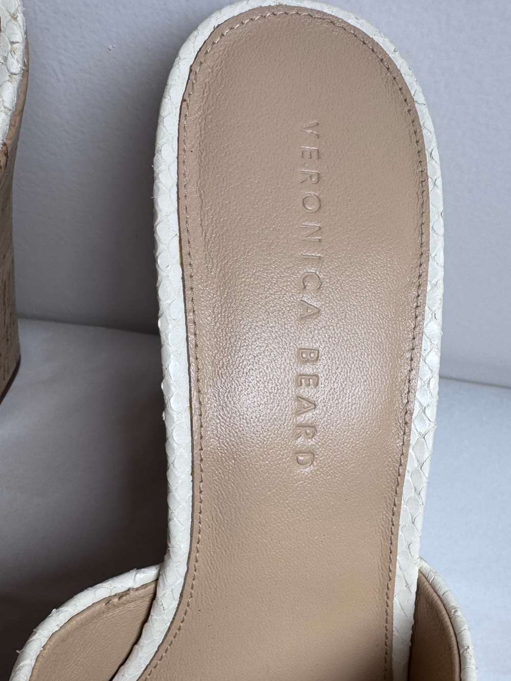 Veronica Beard Dali Python-Embossed Leather & Cork Platform Wedge Mules 10 - Picture 5 of 8